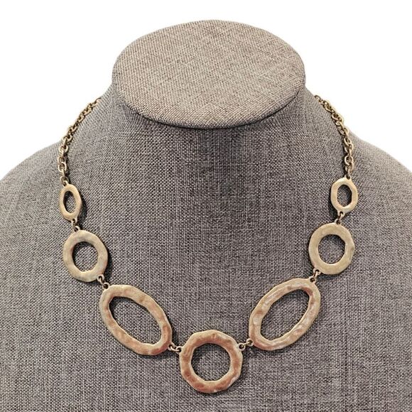 "Golden Cascade" Hammered Oval Link Necklace - Picture 7 of 7